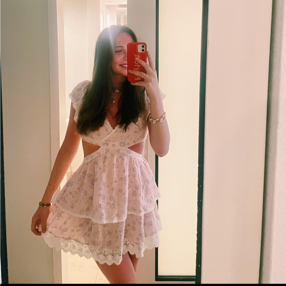 Floral Lace Trim Mini Dress